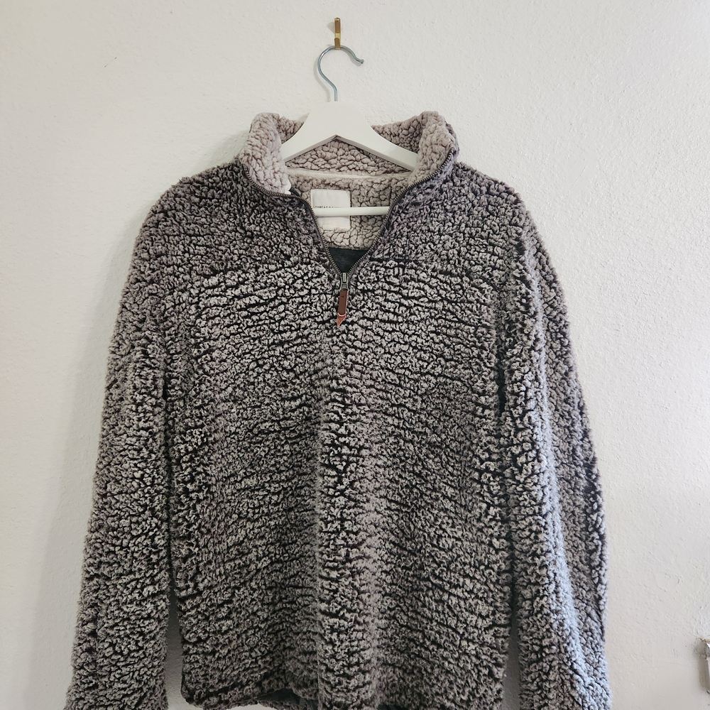 Thread & Supply Women's Zip Up Sherpa Sweater - Gray